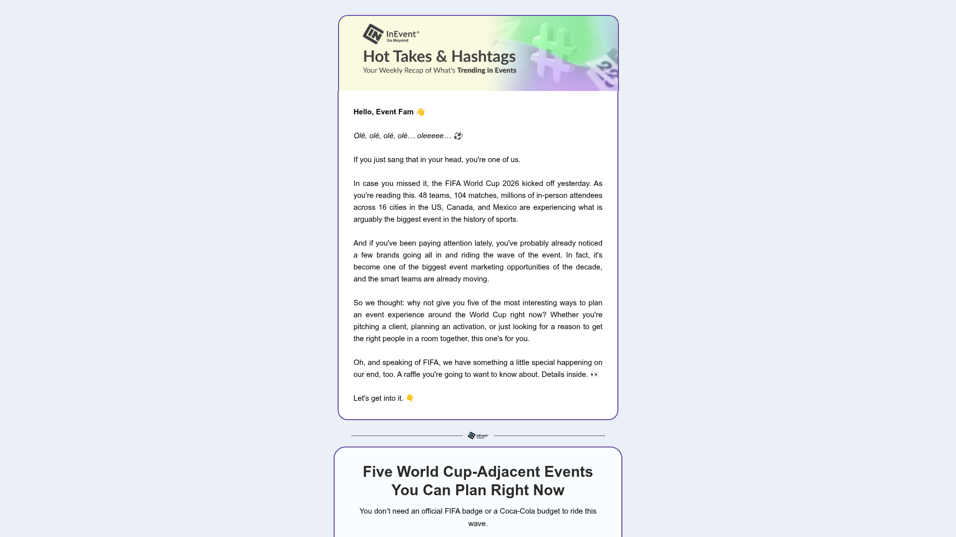 World Cup 2026 event ideas newsletter