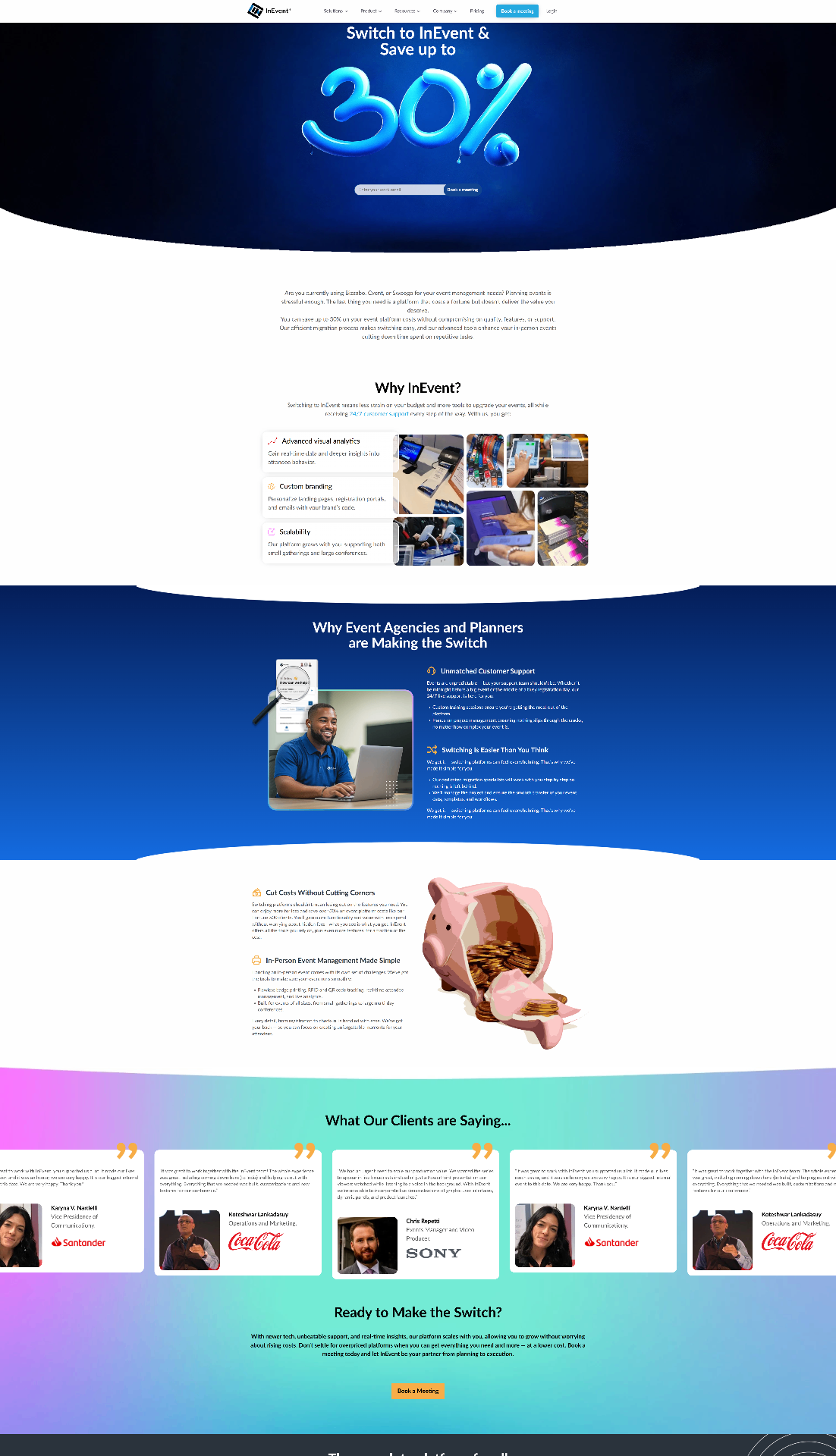 Switch to InEvent and save up to 30% landing page
