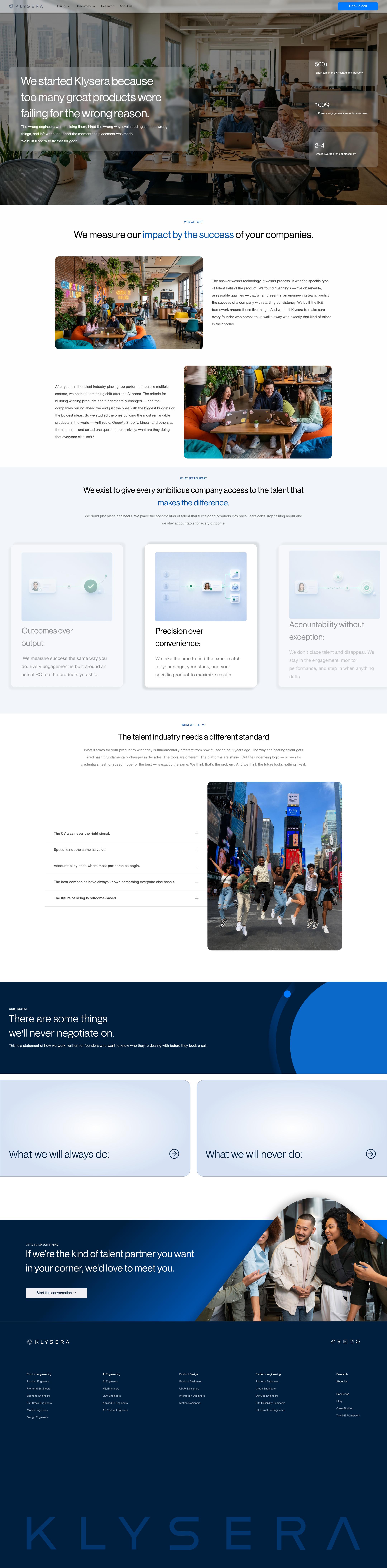 Klysera about us landing page