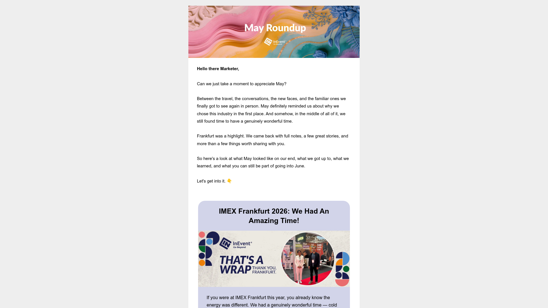 May 2026 behind the scenes recap newsletter