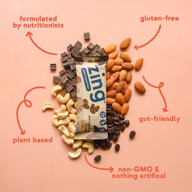 Zing plant-based bar with ingredient call-outs ad
