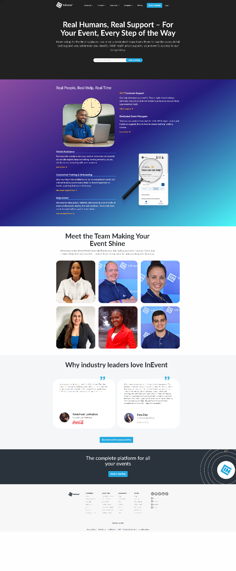 InEvent event customer support landing page
