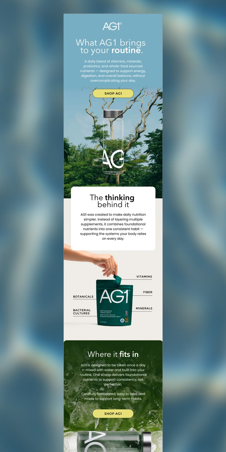 AG1 daily routine email design