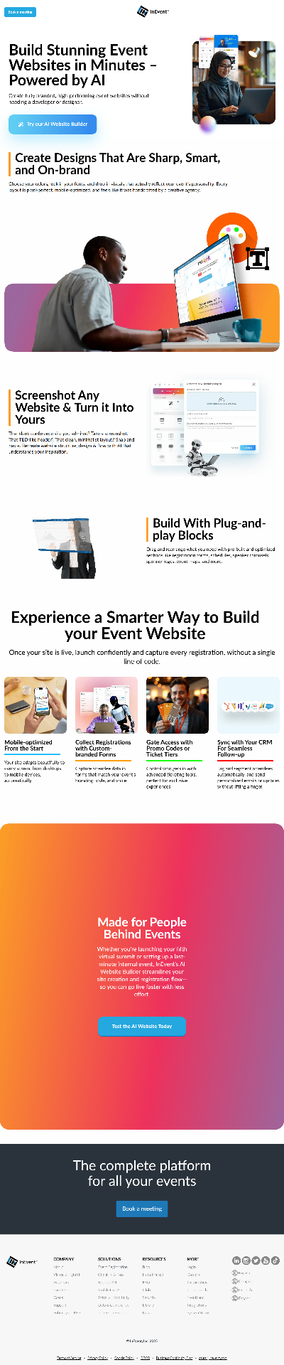 InEvent AI website builder for events landing page
