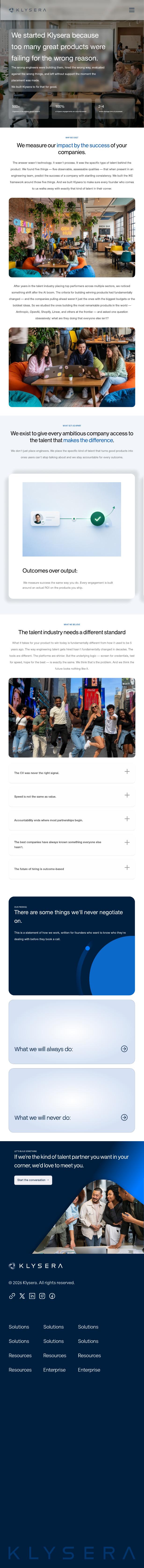 Klysera frontier hiring report mobile landing page