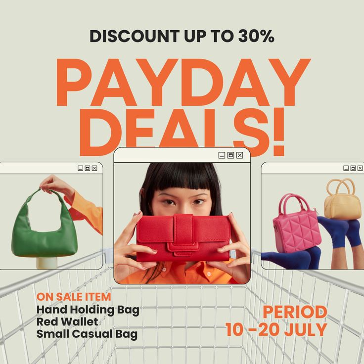 Payday Deals discount up to 30% off bags and wallets ad
